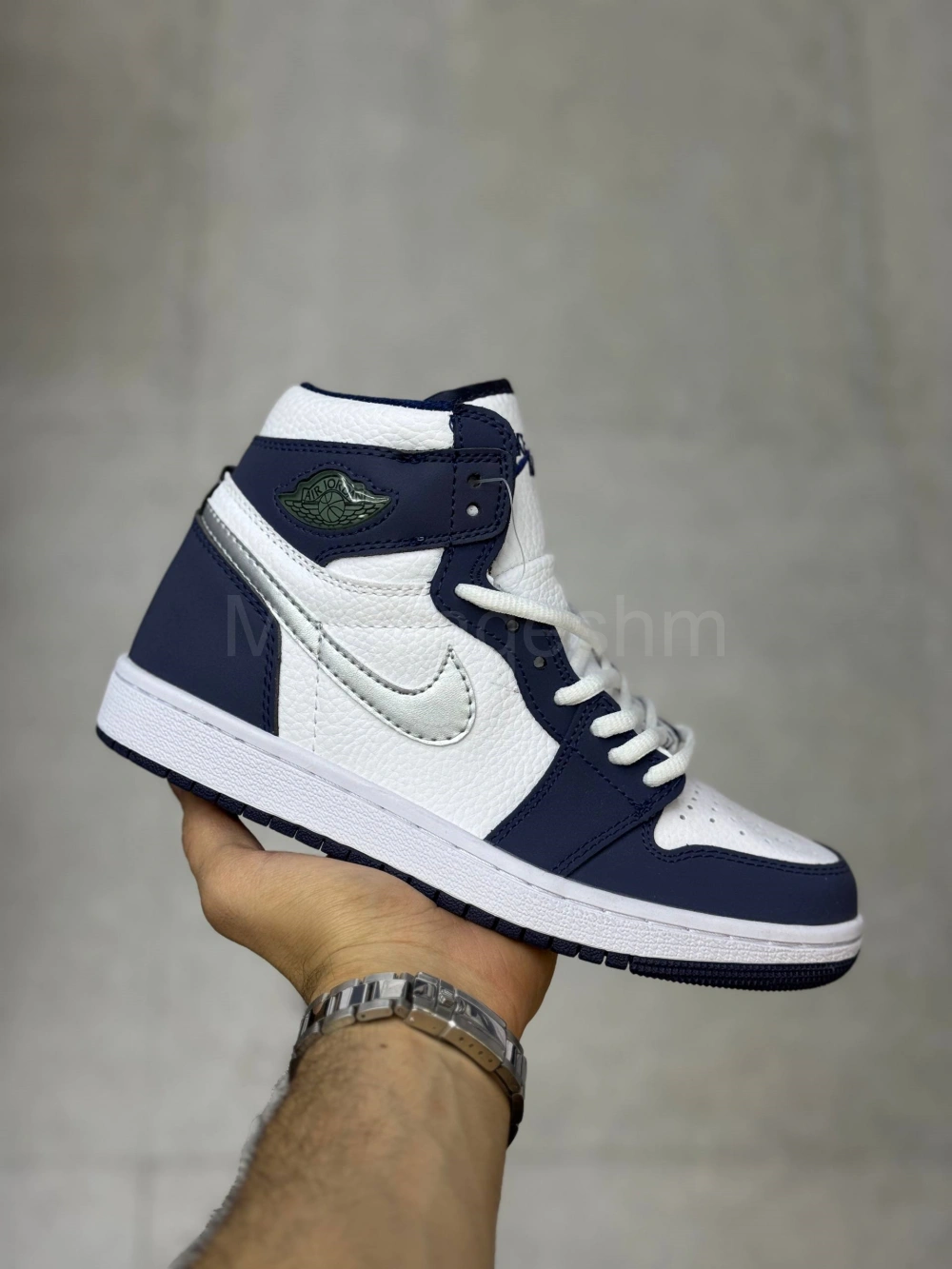 کفش جردن وان سفید سرمه‌ای ساقدار Jordan 1 High JP Midnight Navy