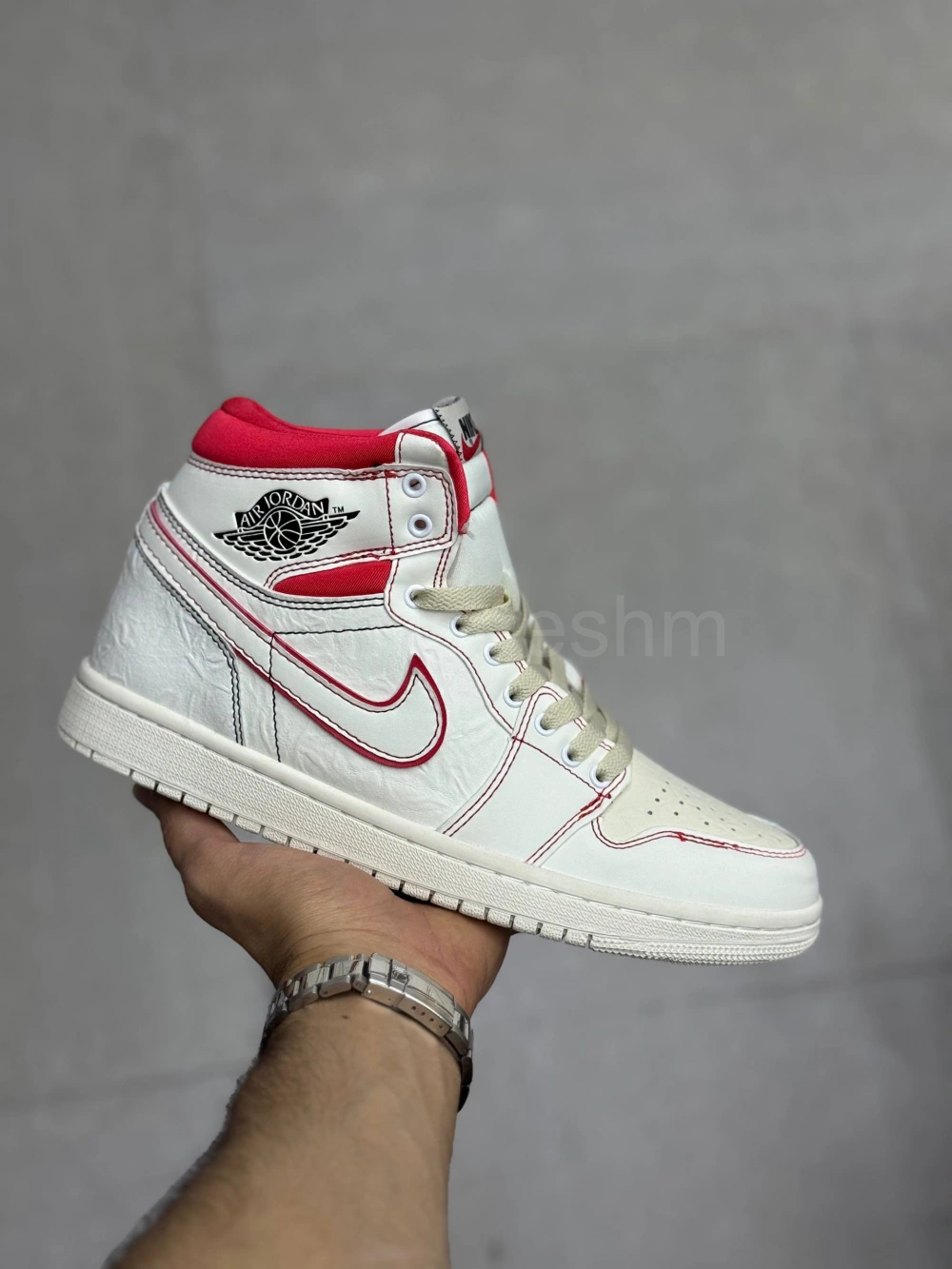 کفش جردن وان رد فانتوم کرم قرمز ساقدار Jordan 1 High Red Phantom