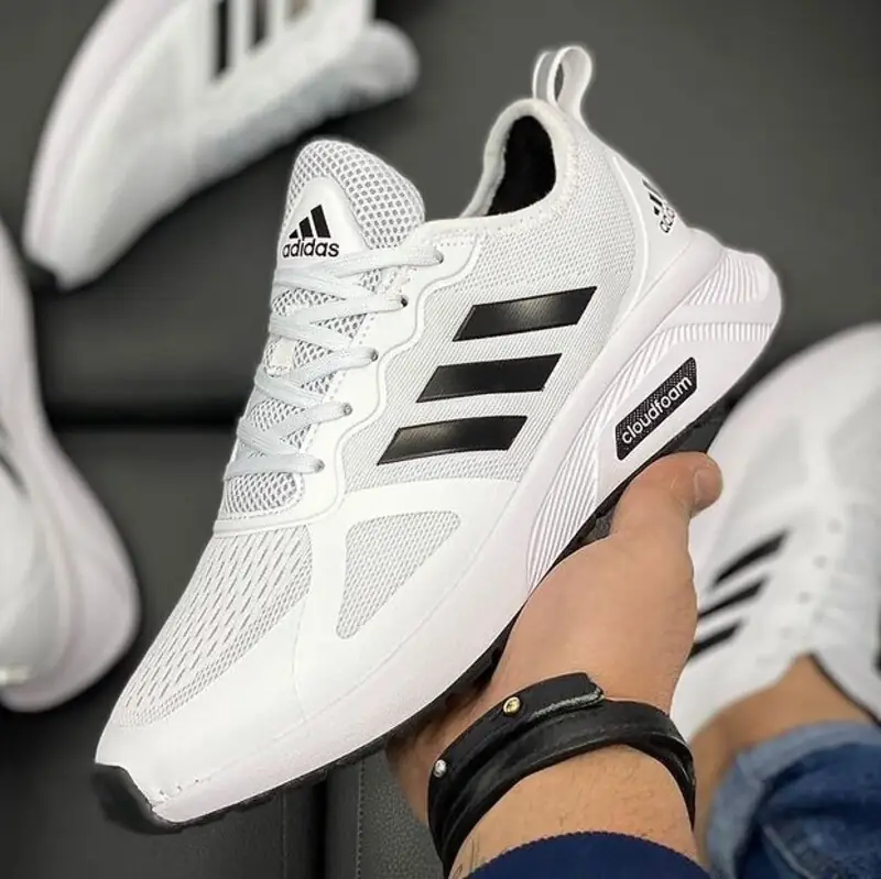 کتانی آدیداس کلود فوم سفید مشکی Adidas Cloudfoam