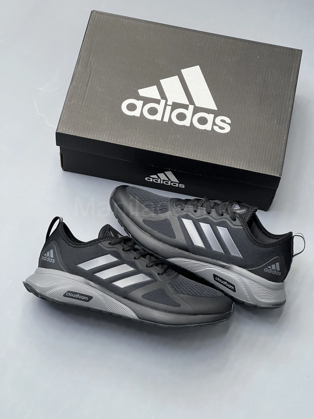 کتانی آدیداس کلود فوم مشکی طوسی Adidas Cloudfoam