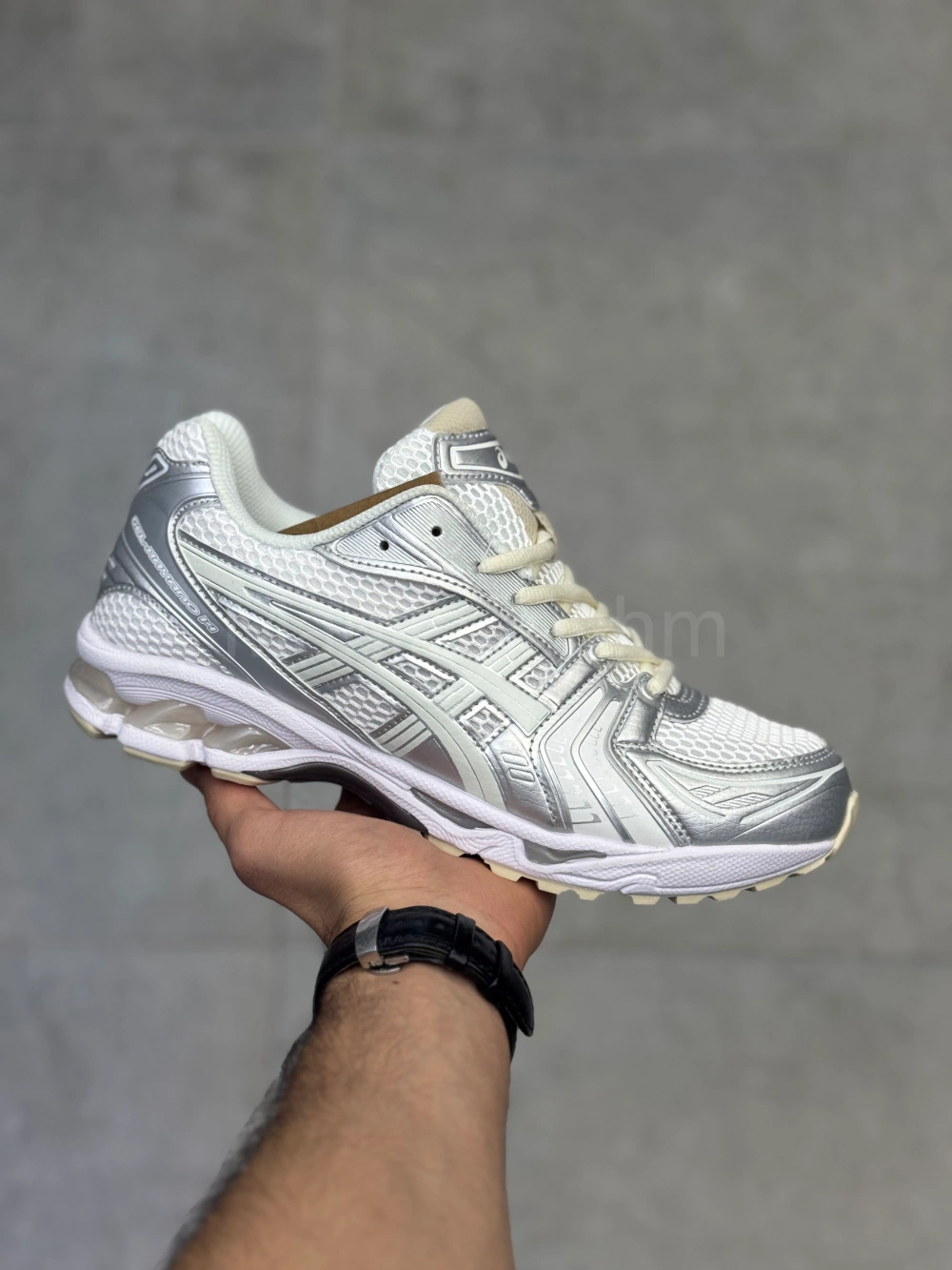 کفش اسیکس کایانو 14 سفید نقره‌ای Asics Kayano 14 Silver White
