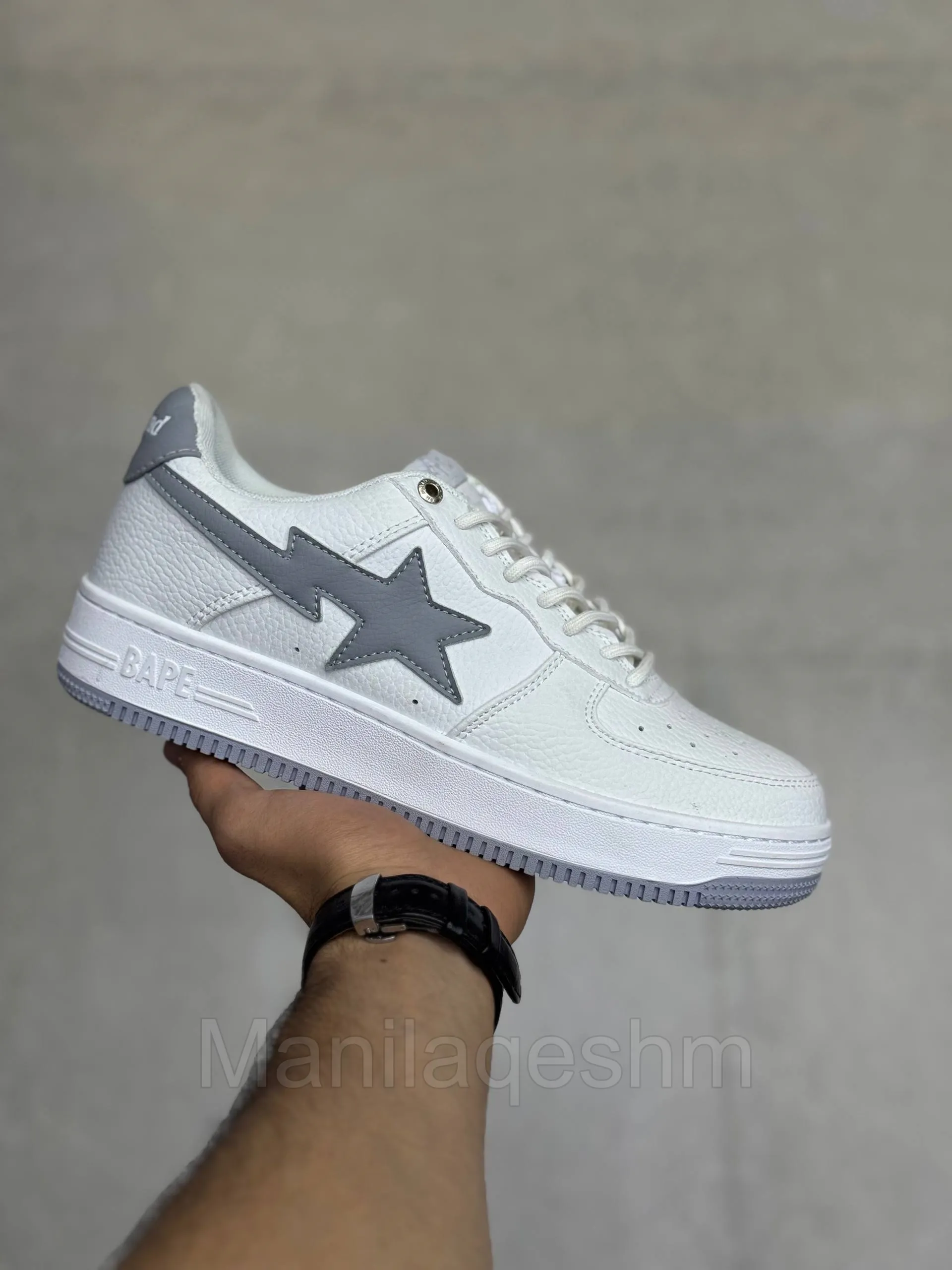 کفش بیپ استا سفید طوسی Bape Sta White Grey