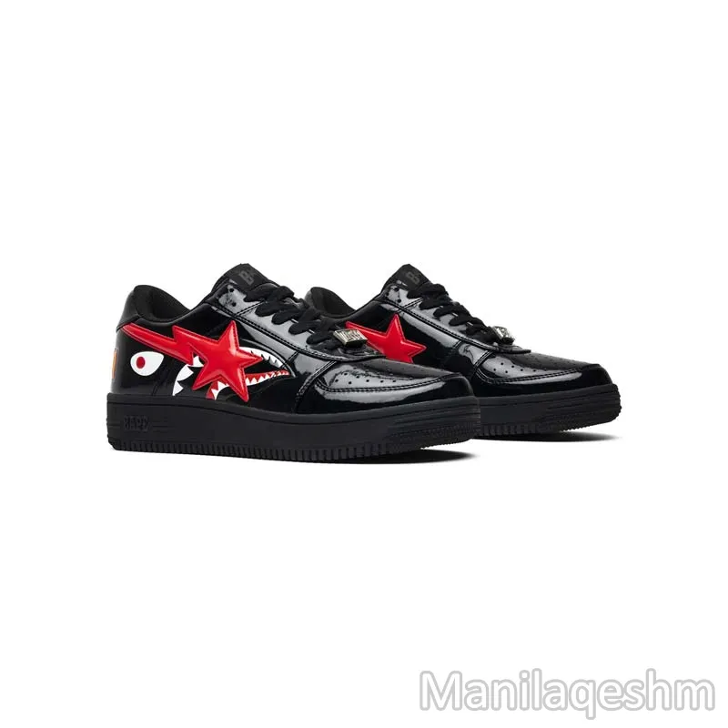بیپ استا ورنی مشکی قرمز شارک Bapesta Black Shark Face