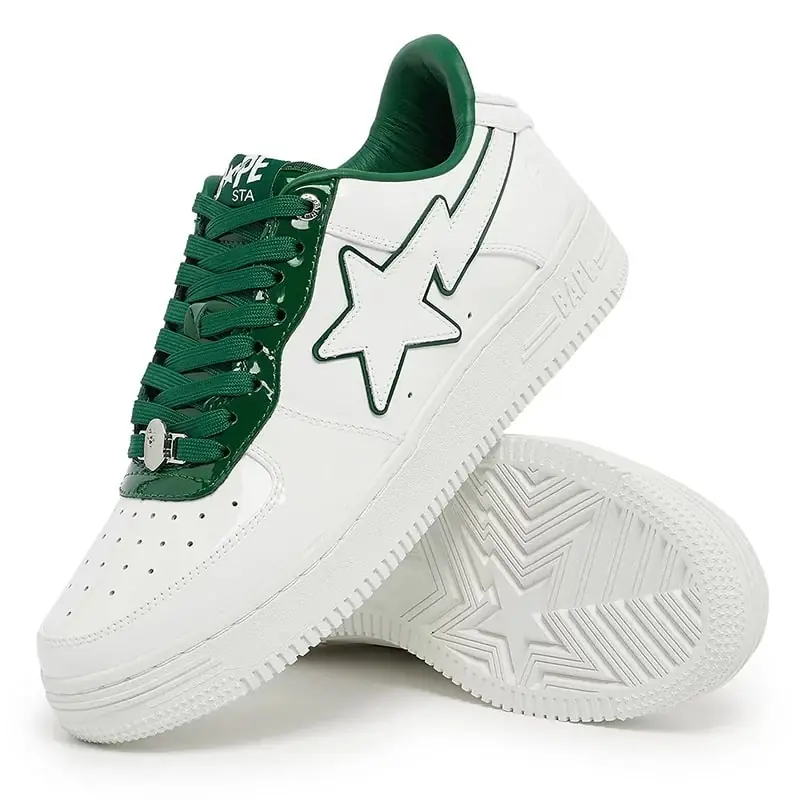 بتینگ ایپ بیپ استا سبز A Bathing Ape Bape Sta Low White Green