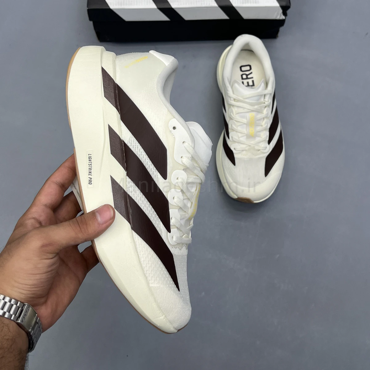 کفش آدیداس آدی زیرو کرم قهوه ای Adidas Adizero Evo SL