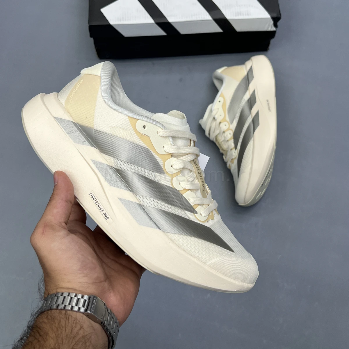 کفش آدیداس آدی زیرو کرم نقره ای Adidas Adizero Evo SL