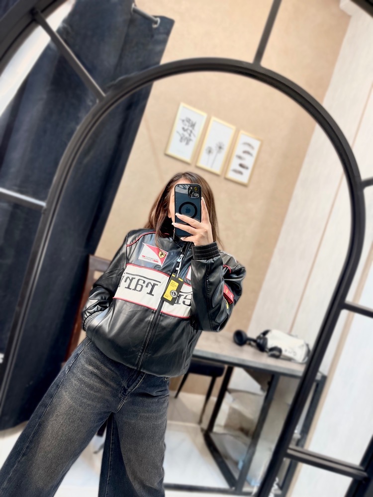 کاپشن چرم موتور سواری فراری زنانه 0124