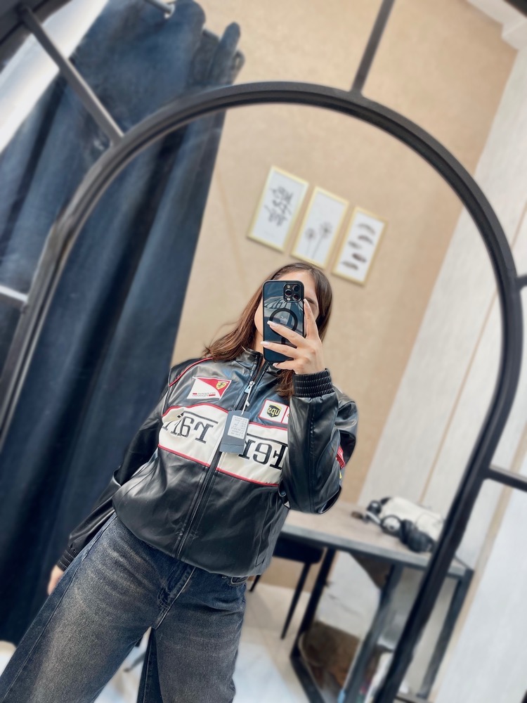 کاپشن چرم موتور سواری فراری زنانه 0124